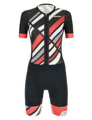 Santini Raggio Redux Women's Short Sleeve Aero Trisuit - Granatina Pink