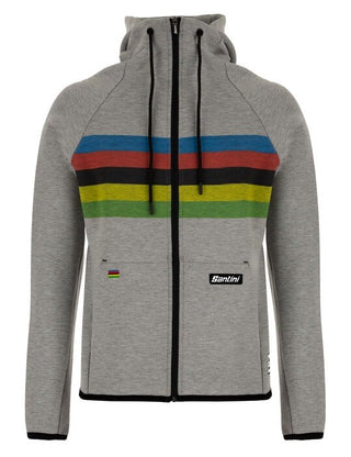 Santini UCI Official Rainbow Stripes Hoodie - Grey