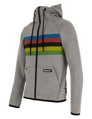 Santini UCI Official Rainbow Stripes Hoodie - Grey