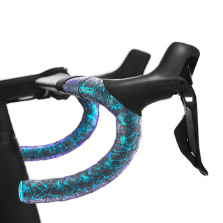 Supacaz Super Sticky Kush Splat Bar Tape With Blue Star Plugz - Blue Refract