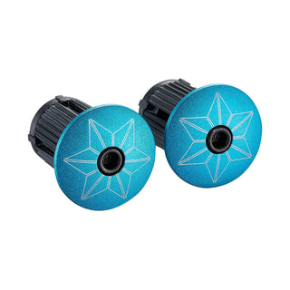 Supacaz Super Sticky Kush Splat Bar Tape With Blue Star Plugz - Blue Refract