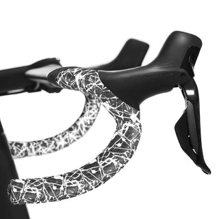 Supacaz Super Sticky Kush Splat Bar Tape With Black Star Plugz - White