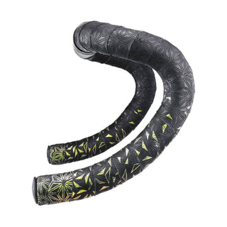 Supacaz Super Sticky Kush Star Fade Bar Tape With Black Star Plugz - Emerald Refract