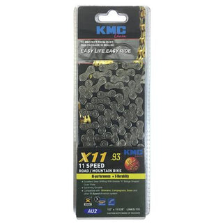 KMC 11 Speed 116L Bike Chain - Silver Black