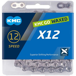 KMC 12 Speed 126L Bike Chain - Silver Waxed